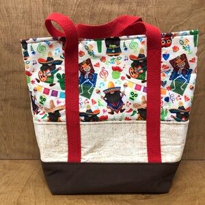 SM Feista Gnome Tote Bag Pockets Handmade Cotton Canvas Reusable Mariachi Gift